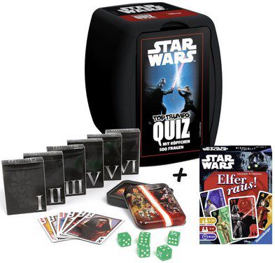 Star Wars Spiel Bundle mit Quiz + Spielkarten + Elfer raus für 29,95€ (statt 38€)