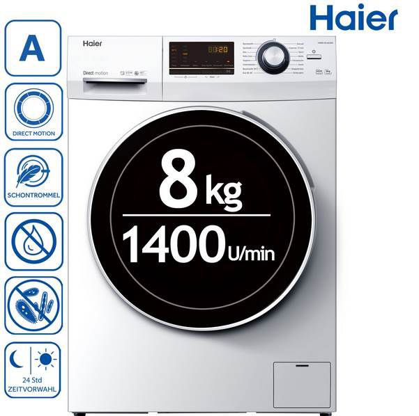 Haier HW80 B14636N Waschmaschine mit 8kg & Direct Motion Motor für 333€ (statt 440€)