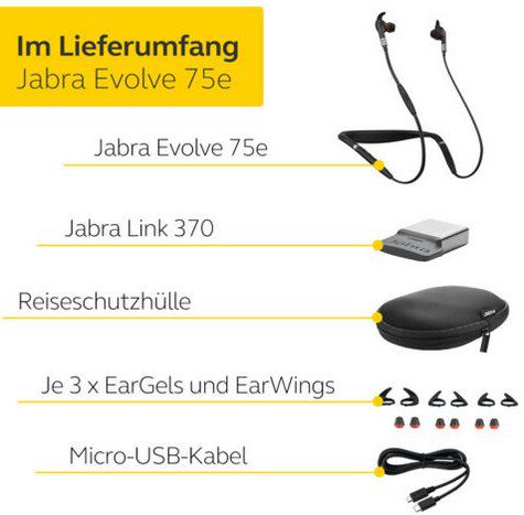 Jabra Evolve 75E MS ANC Bluetooth InEar Kopfhörer für 59€ (statt neu 162€)   Generalüberholt