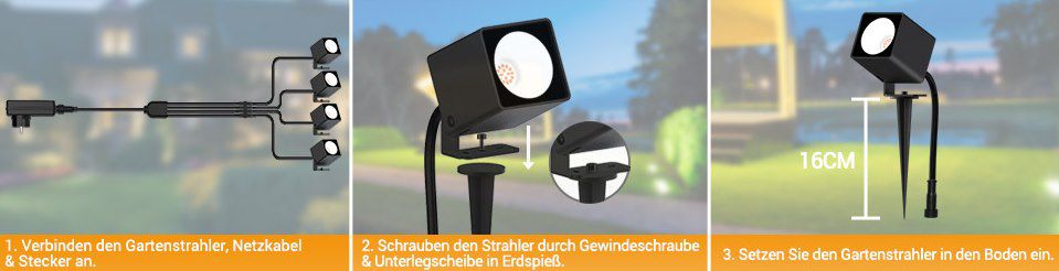 4er Pack: MustWin 10W LED Gartenstrahler mit Erdspieß für 27,99€ (statt 56€)