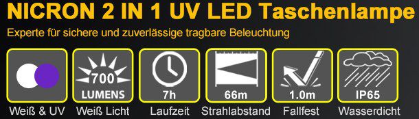 NICRON B74UV   Mini Taschenlampe mit 700LM & UV Funktion für 19,59€ (statt 23€)