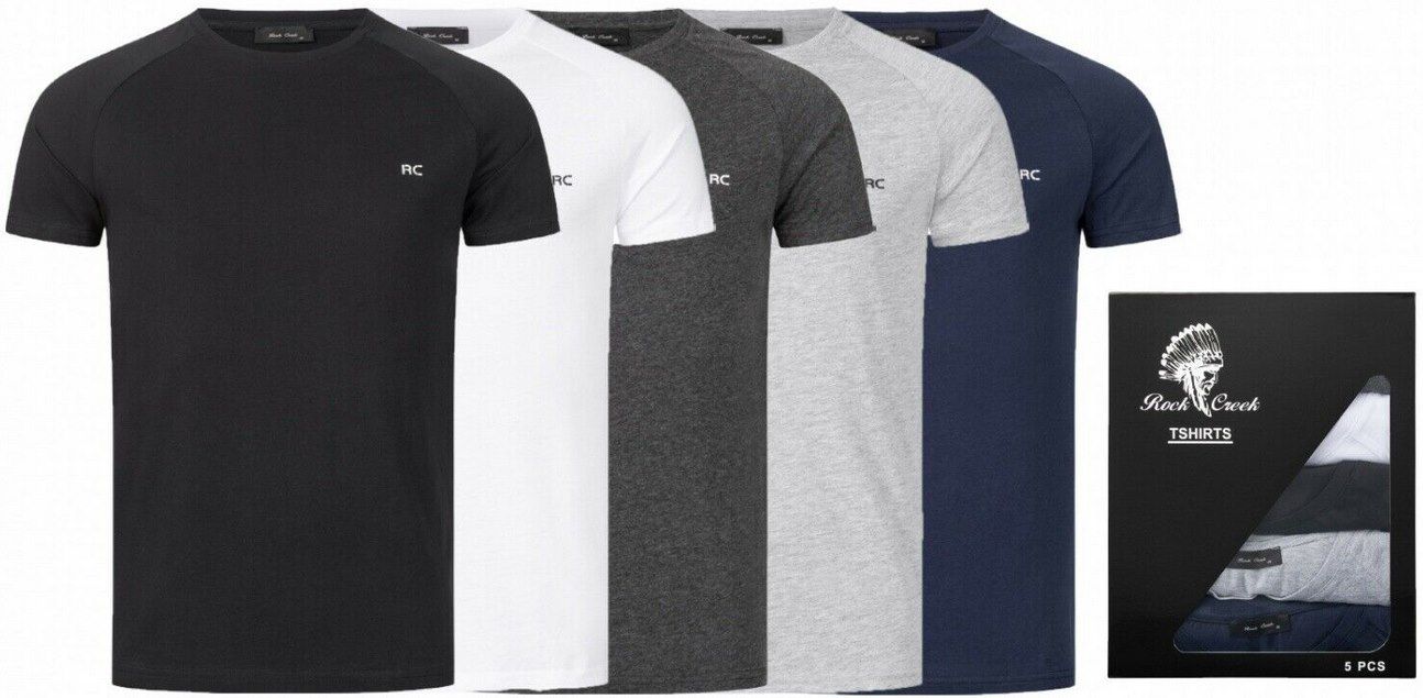 5er Pack: Rock Creek T Shirt mit Rundhals  oder V Auschnitt für 29,90€ (statt 40€)