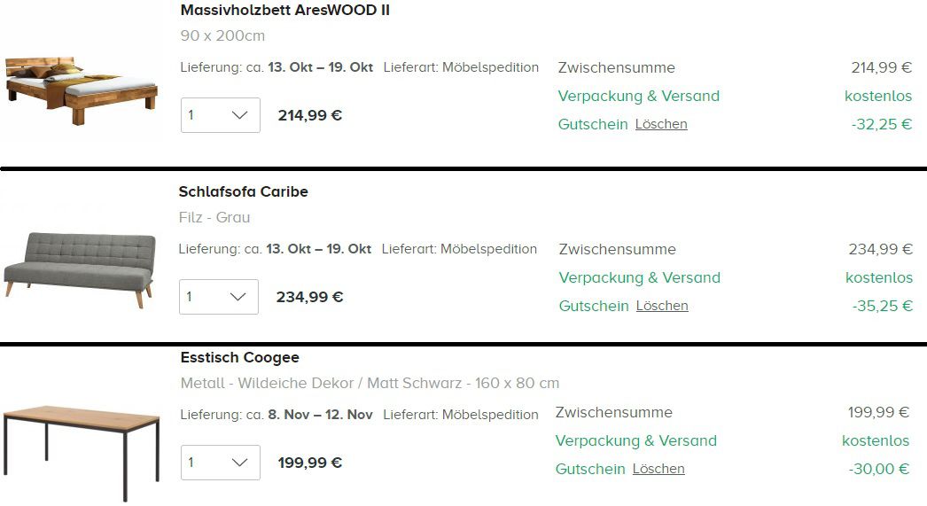 home24 jetzt 14% Extra Rabatt auf viele Artikel ab 150€ + keine VSK + gratis Retoure