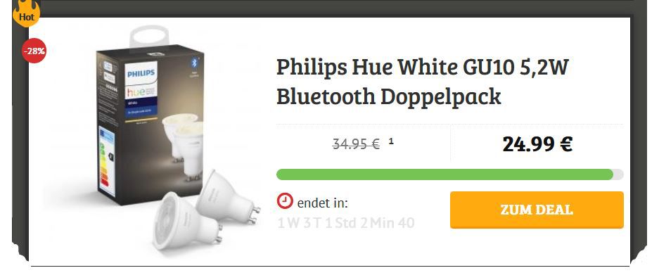 Dealclub Hue Angebote. z.B. PHILIPS Hue White E27 Bluetooth LED Leuchte für 10,99€ (statt 18€)