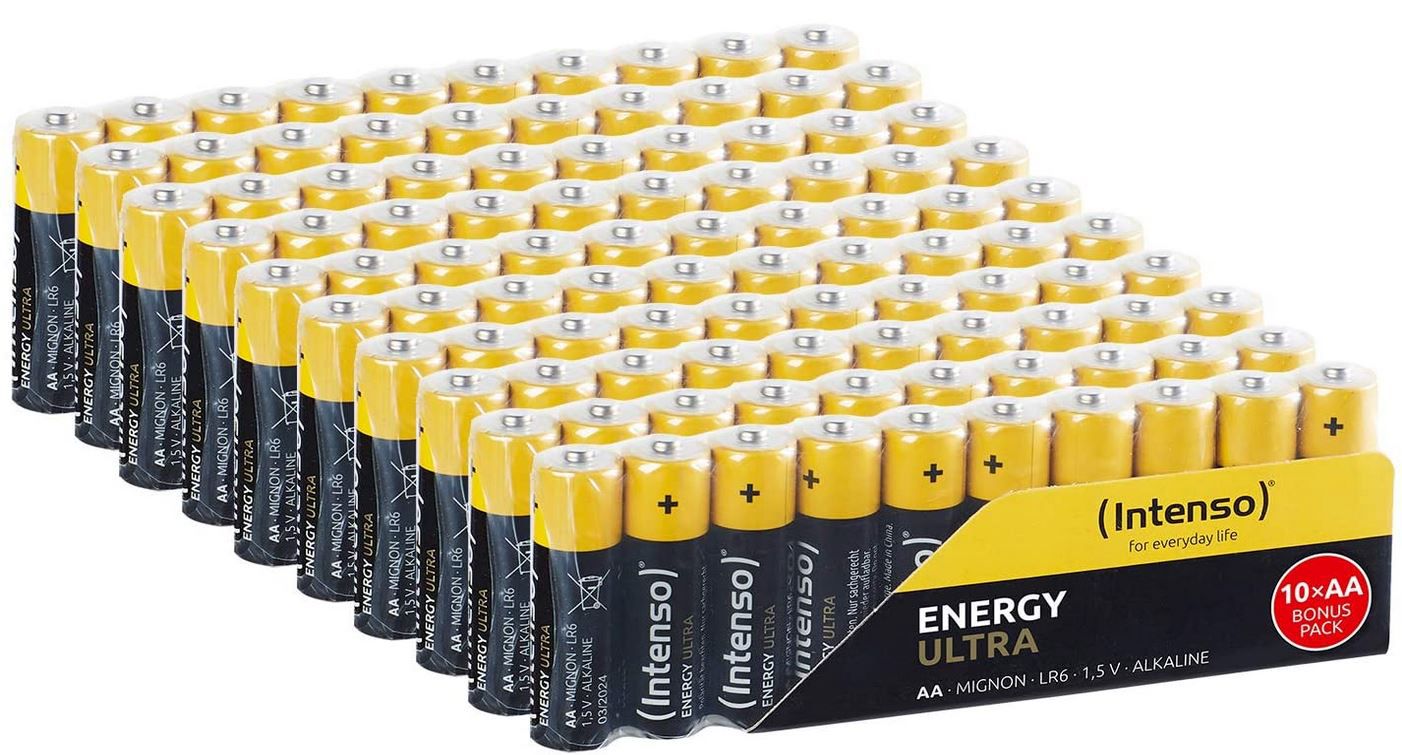 100er Pack Intenso Energy Ultra AA oder AAA Batterien für 18,99€ (statt 23€)