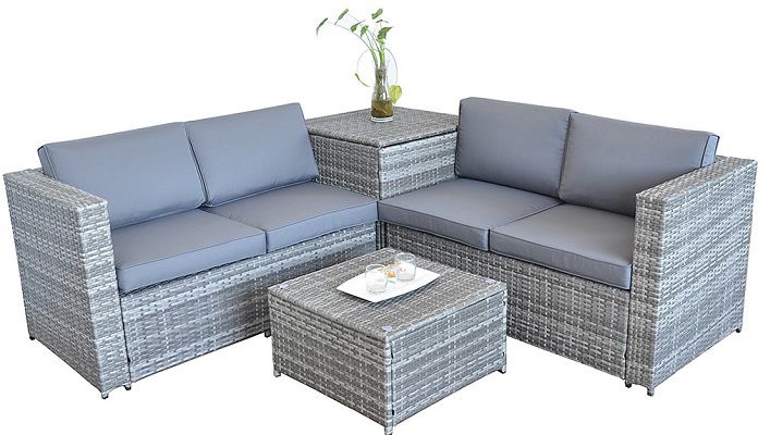 Mucola XXL Polyrattan Sitzgruppe in Grau für 399,90€ (statt 460€)