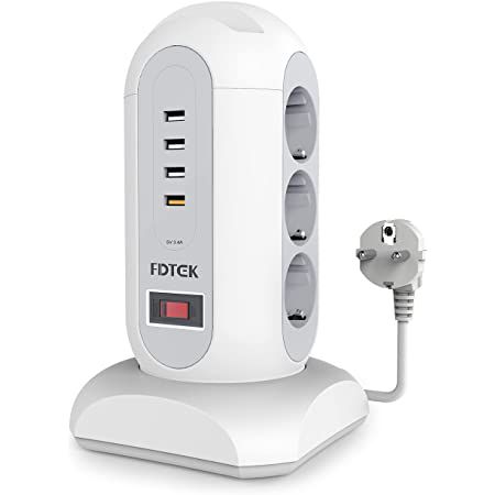 FDTEK 9 Fach Steckdosenleiste (2500W/10A) mit 4 USB Ports & 1,65m Kabellänge für 18,59€ (statt 31€)