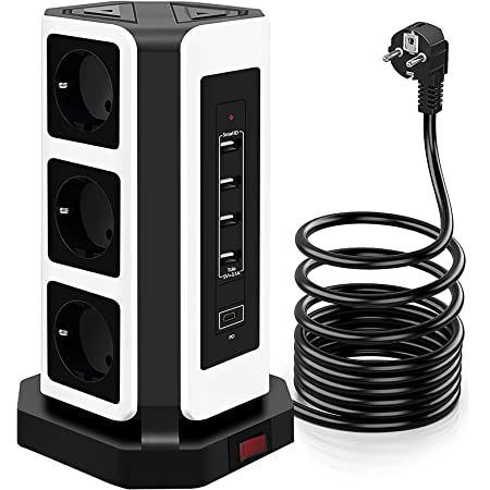 Elover ‎TP VD5U9E   9fach Steckdosenleiste mit 4x USB & 1x USB C für 21,49€ (statt 30€)