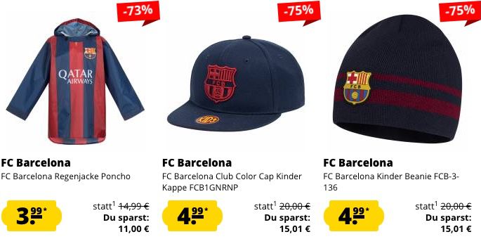 FC Barcelona Kids Sale + 5€ Gutschein ab 60€   z.B. Regenjacke 3,99€ oder Poloshirt 7,99€