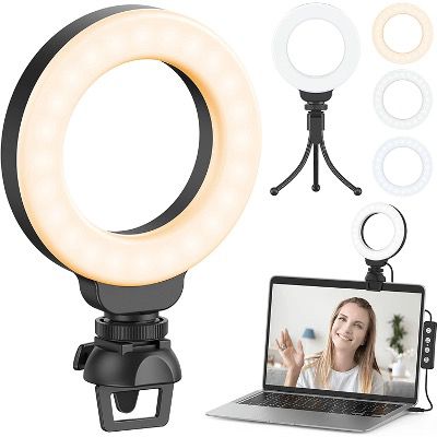 Ruyilam LED Ringlicht mit Clip & Stativ, 3 Beleuchtungsmodi & 11 Helligkeiten für 11,59€ (statt 17€)