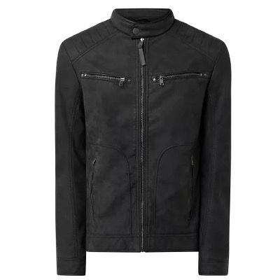 Tom Tailor Bikerjacke in Veloursleder Optik in Schwarz für 50,99€ (statt 80€)