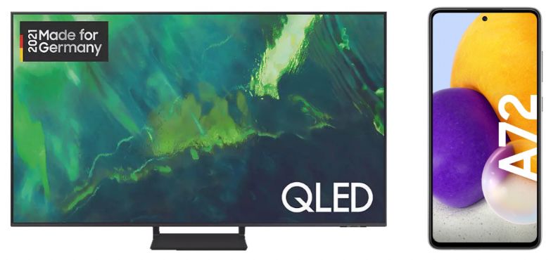 Samsung GQ75Q70A   75 Zoll QLED UHD Fernseher + Samsung Galaxy A72 Smartphone für 1.928,90€