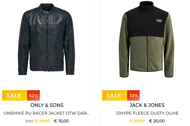 🔥 Restposten: Jacken von Jack & Jones und vielen mehr in Restgrößen bereits ab 9€