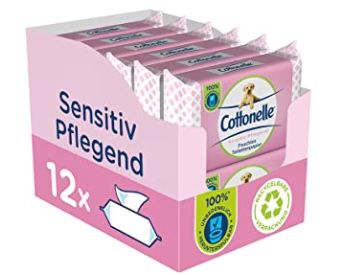 12er Pack Cottonelle feuchtes Toilettenpapier sensitive pflegend ab 9,99€   Prime