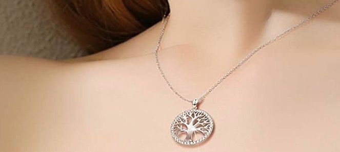 Sellot Damen Halskette mit Lebensbaum Anhänger aus 925er Sterling Silber mit Zirkonia für 14,99€ (statt 29€)