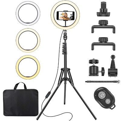 LemonDream 10 LED Selfie Ringlicht mit 63 Zoll Stativ mit Fernbedienung für 17,49€ (statt 35€)