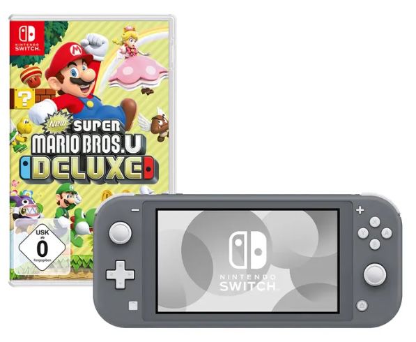 Nintendo Switch Lite in Grau + Spiel Super Mario Bros. U Deluxe ab 150,90€ (statt 235€)