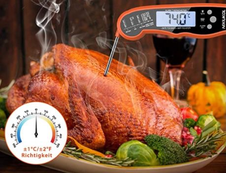 NIXIUKOL Digital Grillthermometer mit 2 Edelstahlsonden für 8,49€ (statt 17€)   Prime