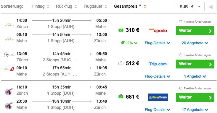 Seychellen: Hin  und Rückflug mit Etihad im Juli bis September von Zürich, München und Frankfurt ab 310€ inkl. Gepäck