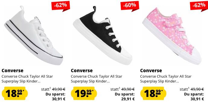 Converse Kinder Sneaker ab nur 18,99€ + keine VSK ab 50€ + 5€ Gutschein ab 60€