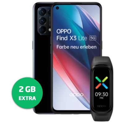 Oppo Find X3 Lite 5G + Oppo Sport Band für 1€ + o2 Allnet Flat mit 15GB LTE für 19,99€ mtl.