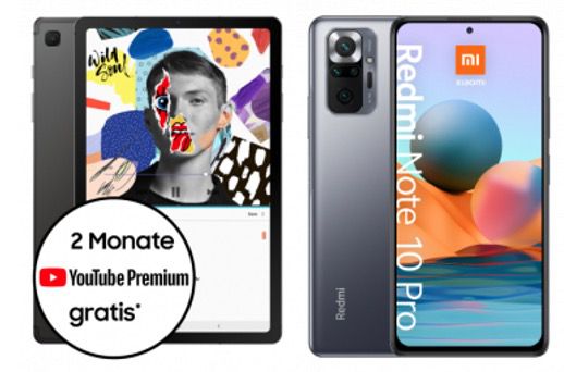 Redmi Note 10 Pro oder Galaxy Tab S6 Lite für 4,95€ mit Telekom Allnet Flat inkl. 26GB für 21,99€ mtl.