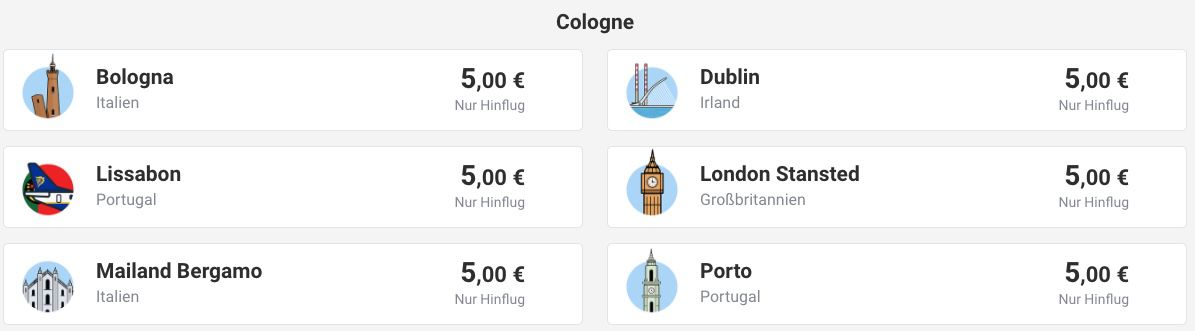 Ryanair: Oneway Flüge für nur 5€ nach Spanien, Frankreich, Portugal uvm.