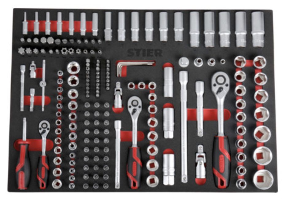 STIER Steckschlüssel Satz 179 teilig in Weichschaumeinlage (EVA) für 69,51€ (statt 89€)