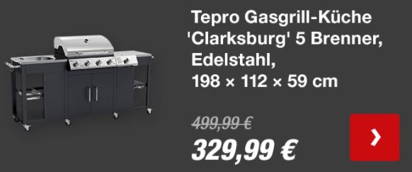 Tepro Clarksburg Gasgrill Küche mit 4 Brennern ab 329,99€ (statt 500€)