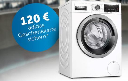 Saturn: bis 120€ Bonus (adidas Gutschein) beim Kauf einer Bosch Waschmaschine / Trockner