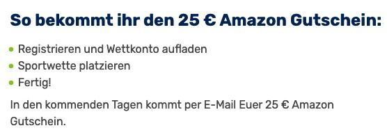 bet at home: 25€ Amazon Gutschein bei nur 25€ Einzahlung + 50% Bonus bis 100€ Einzahlung