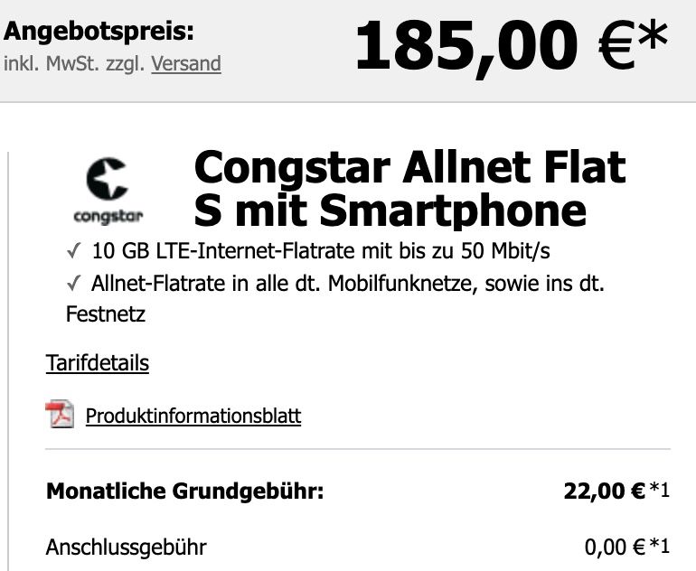 Apple iPhone 11 64GB für 185€ + Allnet Flat im Telekom Netz mit 10GB LTE für 22€ mtl.