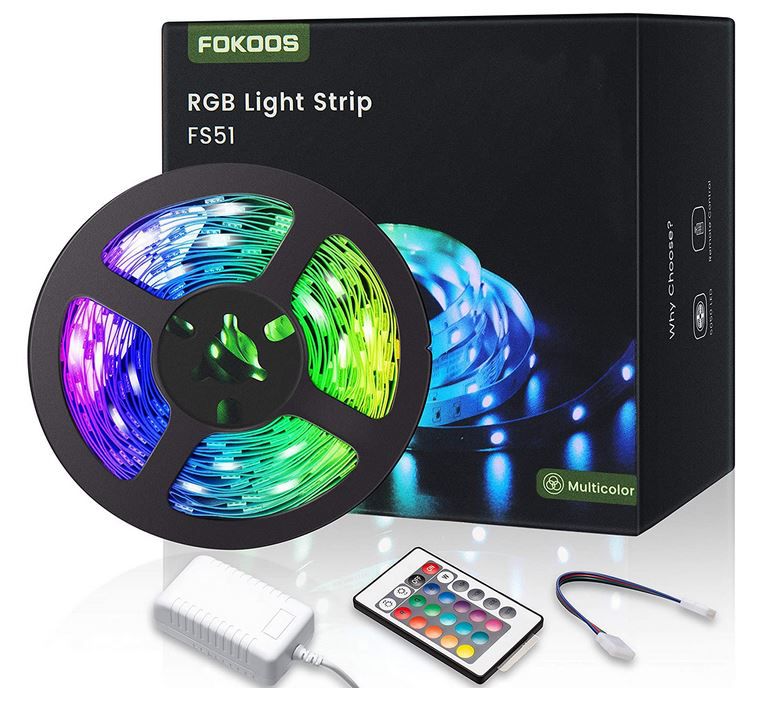 FOKOOS 5m RGB LED Strip  mit 24 Tasten Fernbedienung für 9,99€ (statt 16€)