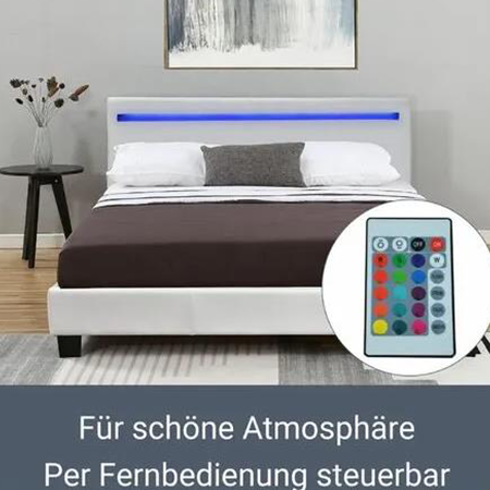 Juskys Polsterbett Verona – Bettgestell mit LED Beleuchtung, Lattenrost & Kopfteil für 118,95€ (statt 130€)