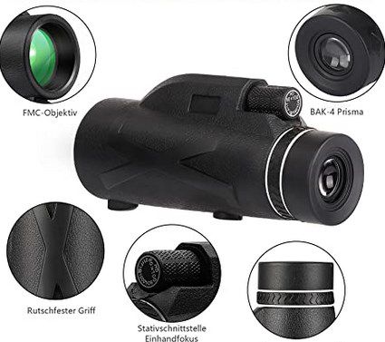 12x50 Starscope Monokular, Fernrohr & Stativ für 10,50€ (statt 35€)