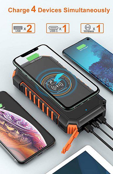 Hiluckey Wireless Solar Powerbank 26800mAh für 27,19€ (statt 53€)