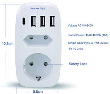 Firlarm Steckdosenadapter mit 3x USB & 1x USB C Port für 8,79€ (statt 16€)   Prime