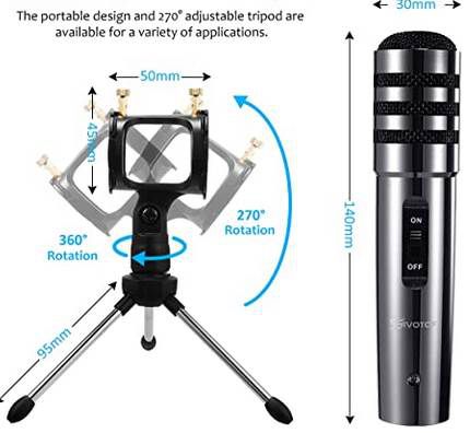 EIVOTOR Kondensatormikrofon mit 3,5mm inkl. Ständer für 14,55€ (statt 21€)   Prime