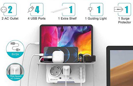 GUUKIN USB Steckdose mit 2 Steckdosen & 4 USB Ports für 10,79€ (statt 18€)   Prime