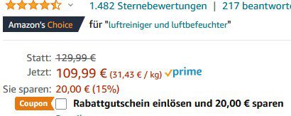 Aiibot EPI188 Luftreiniger für bis zu 55m² mit HEPA Filter für 67,99€ (statt 96€)