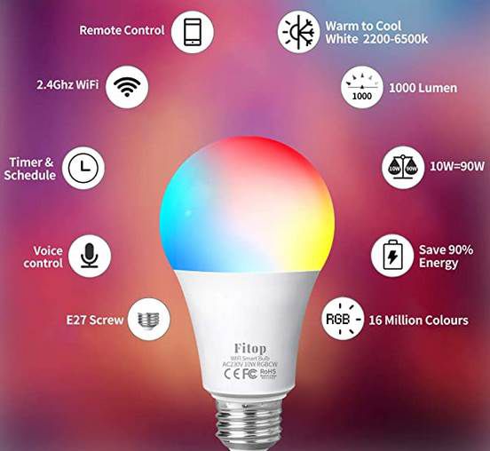 2er Pack: Fitop LED WLAN Glühbirnen mit 10W & App Controll für 8,03€ (statt 18€)   Prime