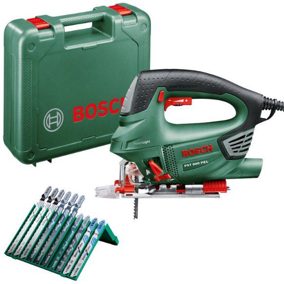 Bosch Stichsäge PST 900 PEL inkl. 10 tlg. Sägeblatt Set + Koffer für 69,95€ (statt 80€)