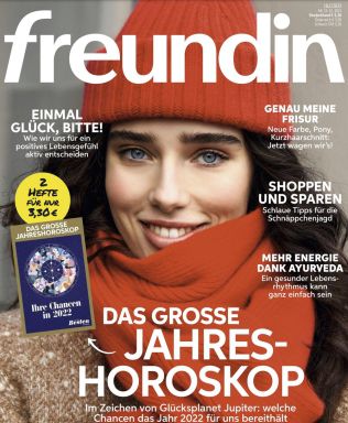 12 Ausgaben im Halbjahresabo der „Freundin“ für 45,60€ + Prämie: 45€ Amazon Gutschein