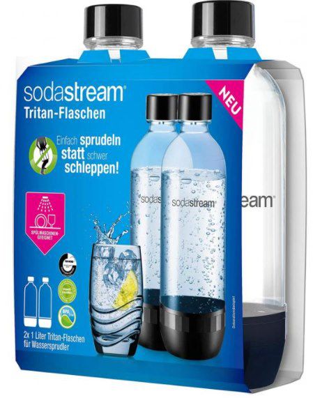 2x Duopack Sodastream Tritan Flaschen (4 x 1 Liter Sprudlerflaschen, BPA Frei) für 14,99€ (statt 28€)