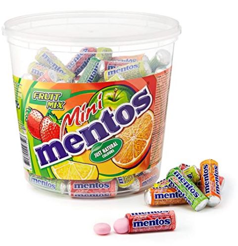 Mini Mentos Fruit Mix Eimer mit 120 Rollen Kaubonbons ab 10,39€ (statt 13€)   Prime Sparabo