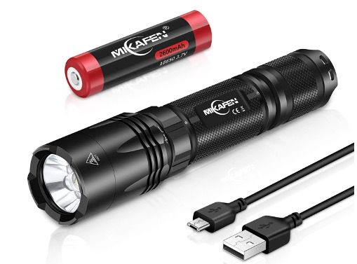 MIKAFEN LED Taschenlampe mit 1200 Lumen und 4 Modi inkl. 2600mAh Li ion Akku für 9,99€ (statt 20€)