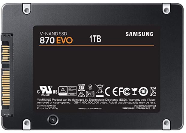 Samsung 870 EVO 2,5 Zoll SSD mit 1TB ab 53,91€ (statt 60€)