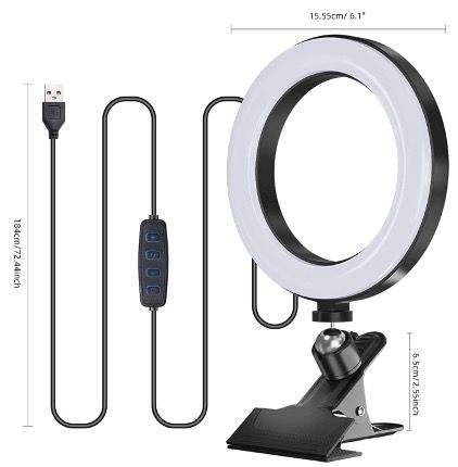 Karcore Laptop Ringlicht 360°drehbar mit Clip für z.B. Videokonferenzen für 6,80€ (statt 17€)