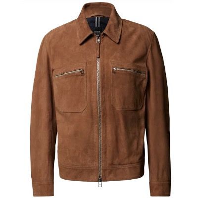 BOSS Lederjacke Meras1 mit Eingrifftaschen in Beige für 296,65€ (statt 400€)