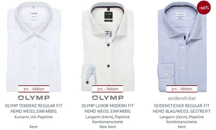 👔 Hemden.de: 4 Hemden zum Preis von 3 kaufen   Olymp, Seidensticker uvm.